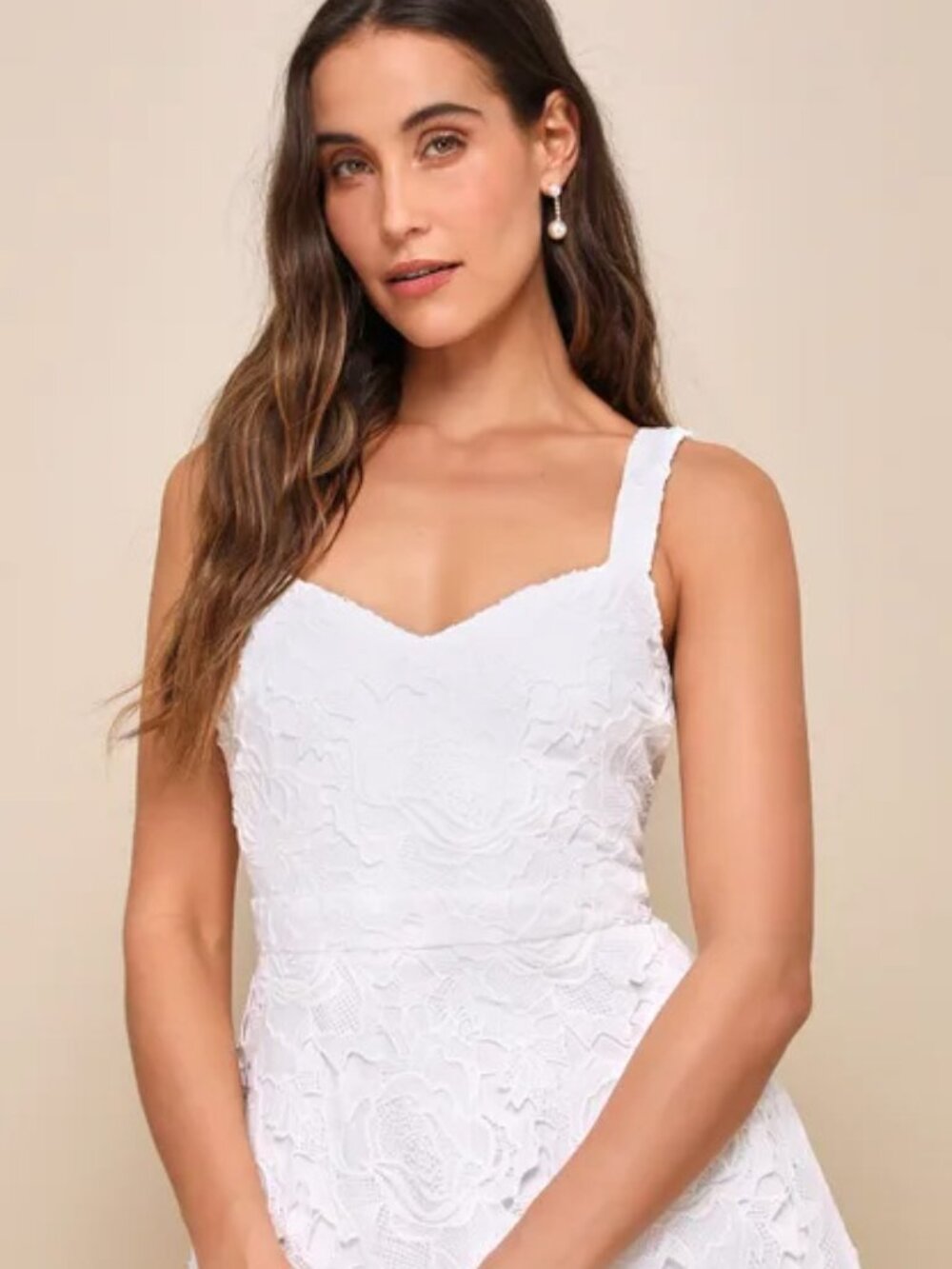 NWOT Lulus Divine Beauty White Lace Midi Dress With Pockets Size M - Picture 2 of 9